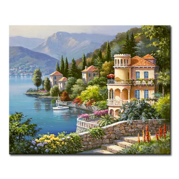 DIY 캔버스페인팅 명화그리기 - 풍경 40x50, L14_호숫가의 별장