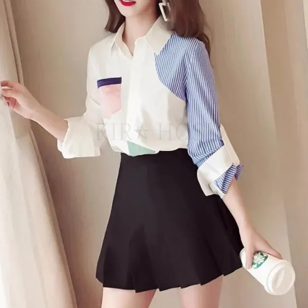 kirahosi 가을 여성 빅사이즈 와이셔츠 블라우스 셔츠 패션 Y 77 +덧신 증정 DF7uf4is