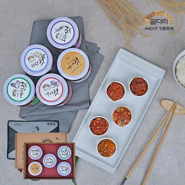 김정배 명인 젓갈부자 선물세트 2호 A (어리굴+낙지+오징어+창난+멍게), 단품