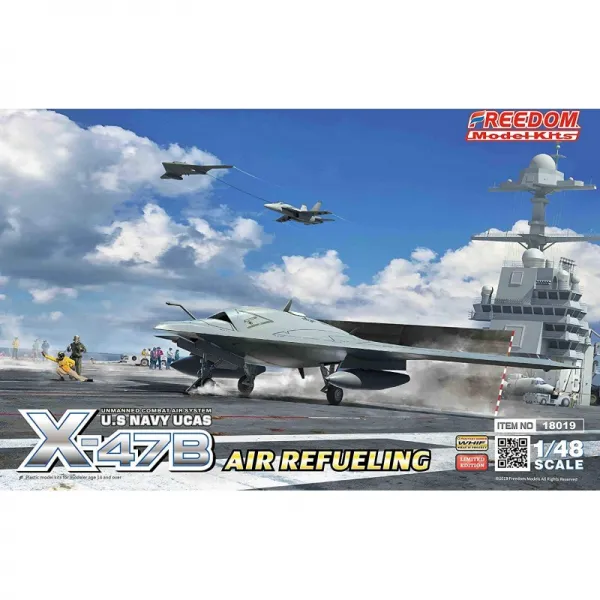 프리덤 모델 키트 1/48 미국 해군 X-47B 스텔스 무인 전투기 공중 급유기 형 세트 프라 모델 FRE18019 업