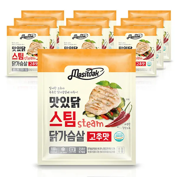 맛있닭 스팀 닭가슴살 고추맛, 100g, 10팩