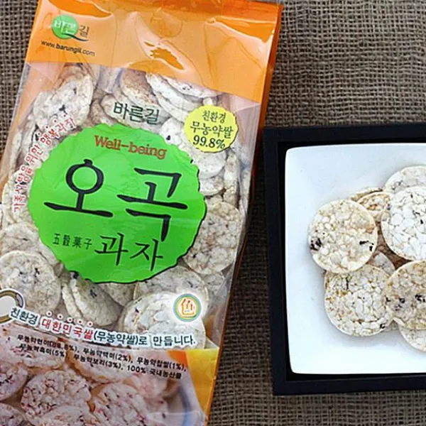 제이에스컴퍼니 바른길 오곡과자 국산 110gX5봉 뻥튀기과자 뻥튀기 건빵, 1