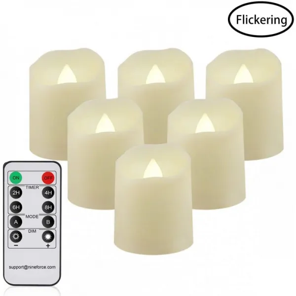 원격 LED Tealight 초를 가진 불꽃없는 초 타이머 무 향료 옥외 경경 온난 한 백색 불꽃 가짜 초 건전지에 의하여 운영 한, 단일옵션