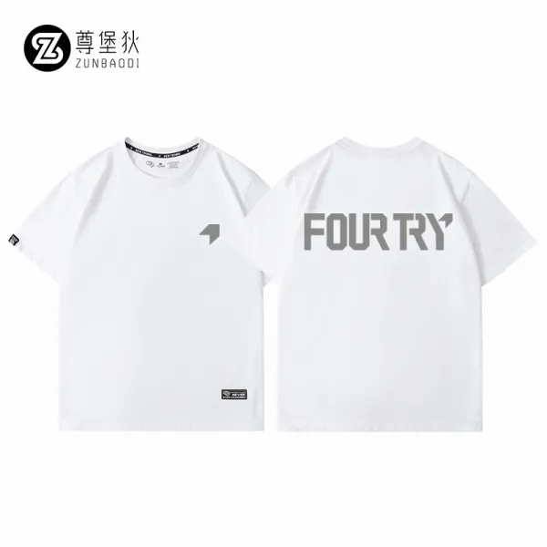 슈즈영 면반팔티셔츠 타고나다 원더풀 봄 여름 FOURTRY 트렌드 동업자 같은스타일 리플렉터 순면 코튼 반팔맨