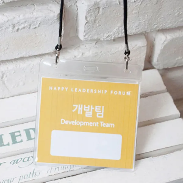 Jj코퍼레이션협력사 사각 미디어 목걸이 명찰 케이스 사원증 출입증 이름표 세로 파랑