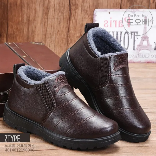도오빠 남자부츠 남성 부츠 스노우 캐주얼 기모 벨벳 발목 앵글 앵클 중년 두꺼운 노인 방한화