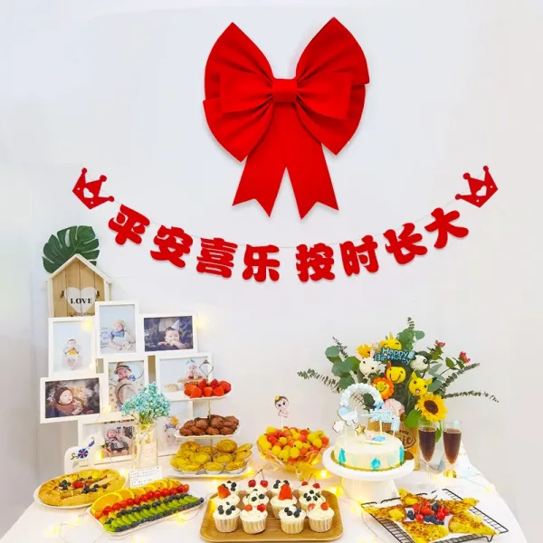 생일파티캐노피 여자아이 배치 1 살 백일 장면 장식 남자 풍선 기함 기를 당기다 4926340927, 레드 나비넥타이 _제시간에 자라다 기