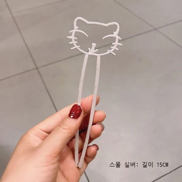 귀여운 샌드 메탈 고양이 비녀 심플하다 현대판 머리 꽂다 비녀 일상 갖가지 기질 고양이 비녀
