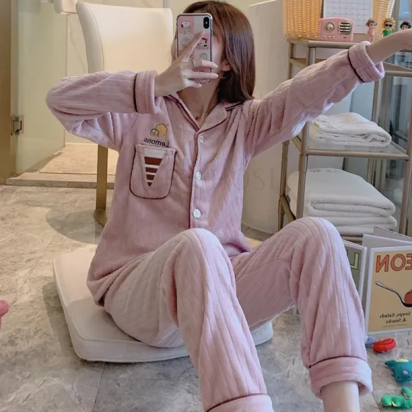 Kirahosi 여성 겨울 잠옷 수면잠옷 상하의 세트 실내복 홈웨어 인싸옷 W 146 Au2n4l6p