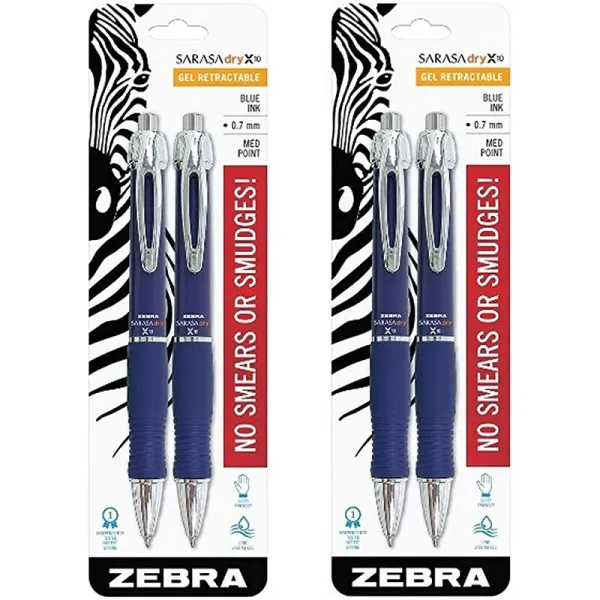 2 Zebra X10 접이식 겔 펜 중간 지점 0 7mm Blue Barrel Acid Free Blue Ink 2 팩 패키징은 42622가 다를 수 있다 상세페이지 참조