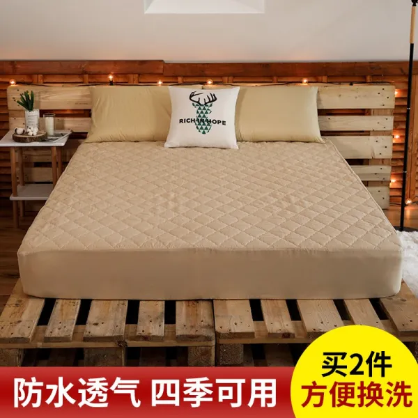 세로이직구 침대방수커버 단건 방뇨 배기 겹 면 매트리스커버 해몽함 생각하다 보호 침대커버 논슬립 미끄럼방지 고정, 카멜 방수 사계절