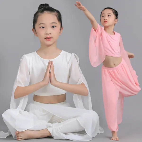 swsm 친자어린이집 요가 물소매 요가복 춤사위 요가복 연공형체 단체 무용복
