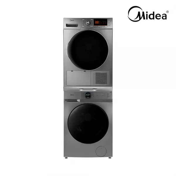 Midea 트윈타워 10kg 의류건조기 + 12kg 드럼세탁기 / 실버