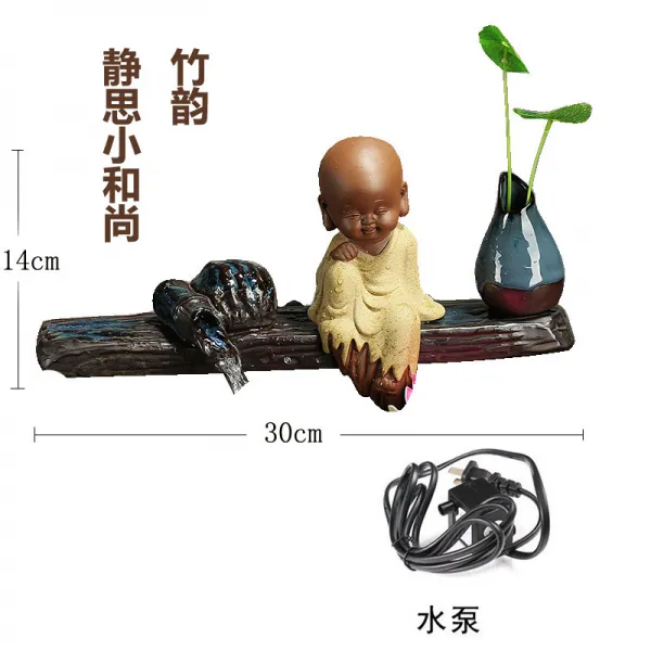 와이유 코끼리장식 유수장품 DIY부품 순환수세라믹 어항수통양어조경어조경출, 30CM정사소중(죽운)+펌프