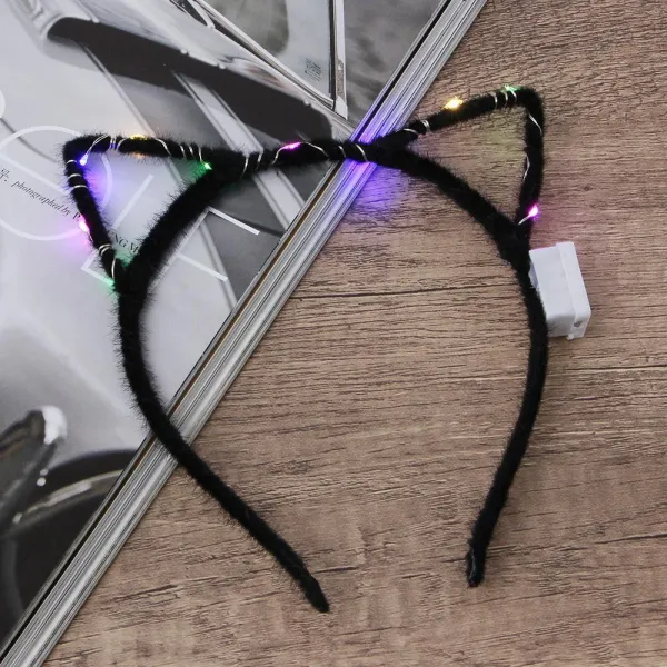 LED 고양이머리띠 블랙 행사소품 2개 커플머리띠