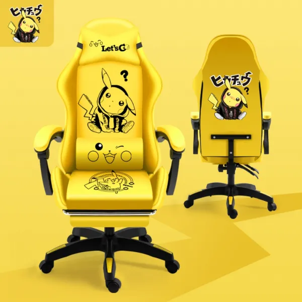 귀여운 애니메이션 캐릭터 의자 게이밍 Bj 체어 컴퓨터 게이머 유튜버 라방 맹추 노랑색 발판 없음 + 나일론발