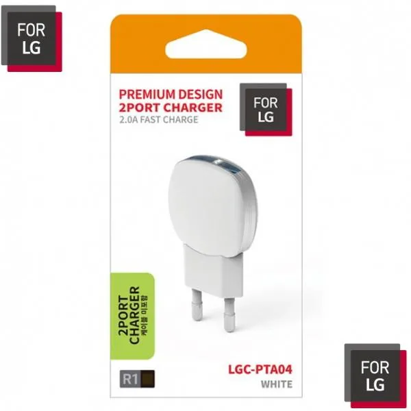 (FOR LG USB 2포트 충전기 (5V/2.0A/케이블미포함) (LGC-PTA04 (화이트 포트/화이트/케이블미포함/충전기