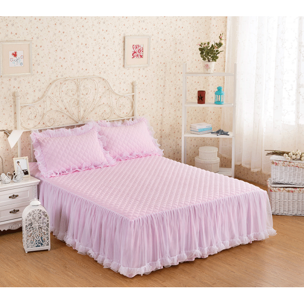 오아시스트리 먼지 난색 유럽식 봄계절 침대스커트 침대커버 품 액세서리 여 논슬립 미끄럼방지 패턴 소드침대 탈착 겹 면 캉캉 사 바칸디핑크