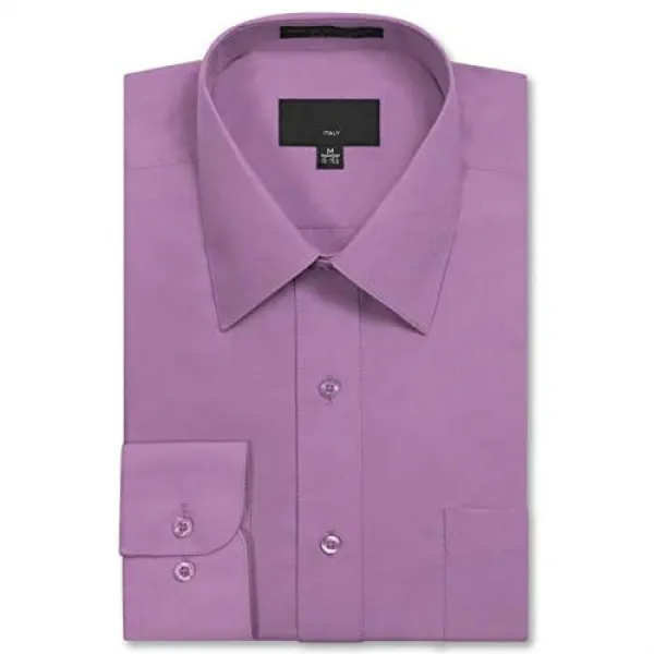 규칙적인 jd 의상 맨즈 긴 소매는 고체의 드레스 셔츠 16을 맞추었다-16.5 부정수 32-33 s의 lilac large, 상세설명참조 상품 문의는 상품 문의란에 적어주세요