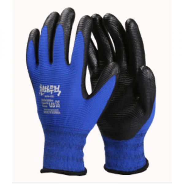 천하무적 승리 U3 코팅장갑 NBR폼코팅 블루 레드 다용도 작업장갑(10개입), 블루