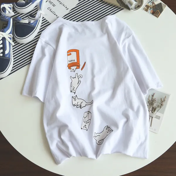 도깨비몰 남성 긴팔 티셔츠 7부소매 고양이 감성 이너티