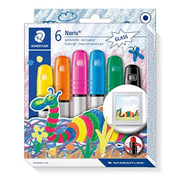 Staedtler Noris Club 2390G1 C6 젤 크레용 효과 색상 작은 어린이 손에 적합 매우 부드럽고 색 집약적, 단색