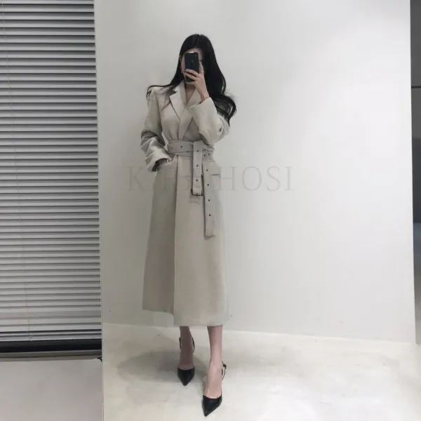 Kirahosi 스페셜 겨울 여성 하프 모직 코트 패션 점퍼 상의 여자 트렌치 롱 코트 아우터 빅사이즈 369 Mw11 Ch0ryrza