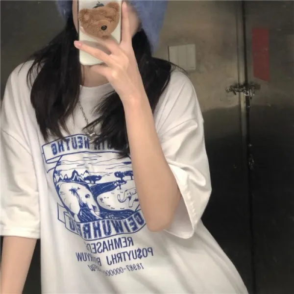 주식회사 레디컴퍼니 곧 아직 시크함 의 멋져 소녀 교내풍 클래식 플라워 프린트 오버핏 여성