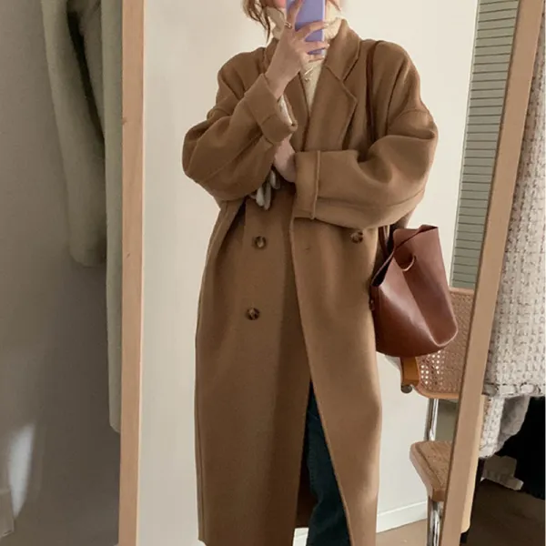CHIC 모직물감 무릎넘어 외투 두꺼운 트렌드