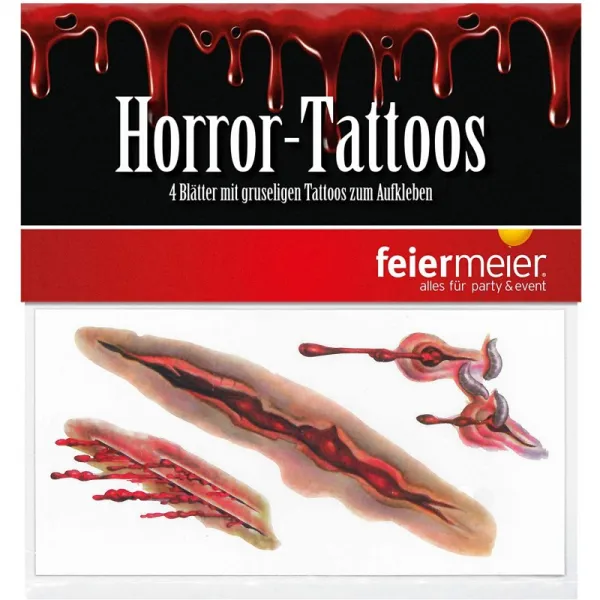 feiermeier® 공포 문신 흉터 4 활 스틱 문신 현실적인 상처 표현을위한 상처