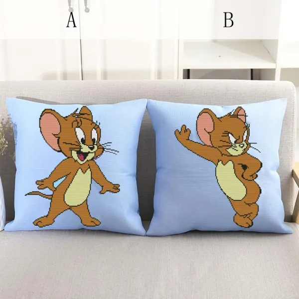 HY DIY 직접 수놓은 쥐띠해 십자수 쿠션 쥐새끼 러블리 커플 자동차 D5e96 A8, A 1개불포함 베갯속