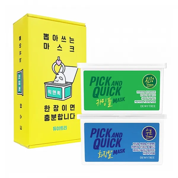 듀이트리 픽앤퀵 뽑아쓰는 마스크팩 화장발+카밍풀+선물박스, 2개, 30매