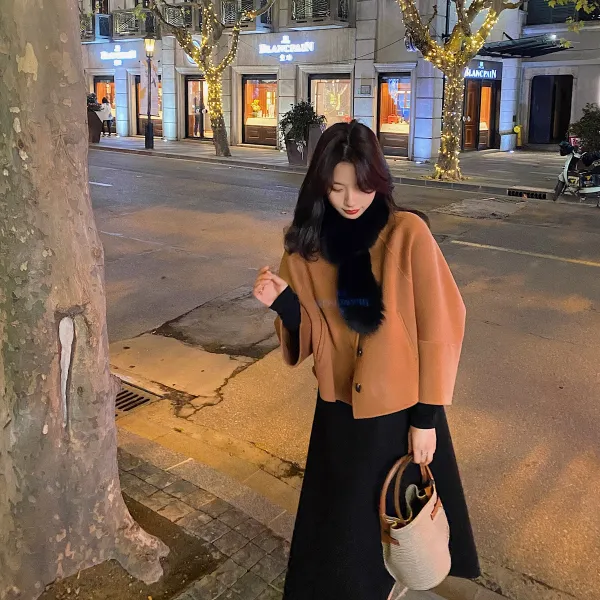 울머플러 온도 내리기 대작전 ZOWZO 사레가 들리다 애고추 양털 양면 나사 쇼트 점퍼 후드 스카프 4609976766