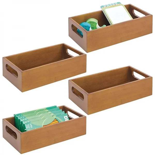 겔펜스 지우개 테이프 펜스 마커 4팩 자연을 감싸는 핸들을 가진 Mdesign Wood Bamboo 저장소 빈 컨테이너 내무반 및 드로워 조직자 토트 상세페이지 참조