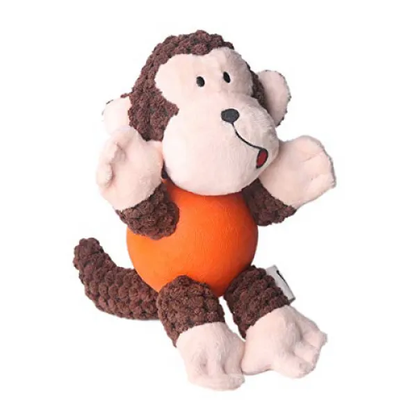 FORE Dog Squeak Plush Toy for Dog Toy Monkey Color Brown 개 장난감 들쥐가 꽉 차고 봉제 장난감 장난감 원숭이 색상 브라운, 1