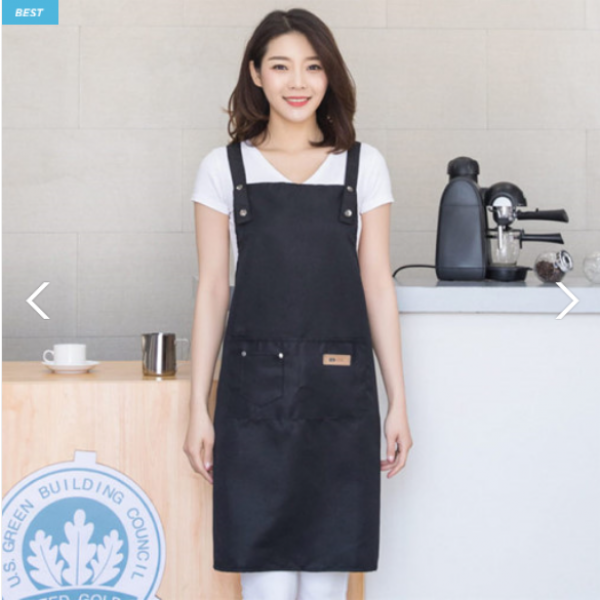 모올글래드 카페 방수 작업용 바리스타 식당 업소용 H형 서빙 주방 앞치마, 1개, H형 똑딱이 생활방수 앞치마(블랙)