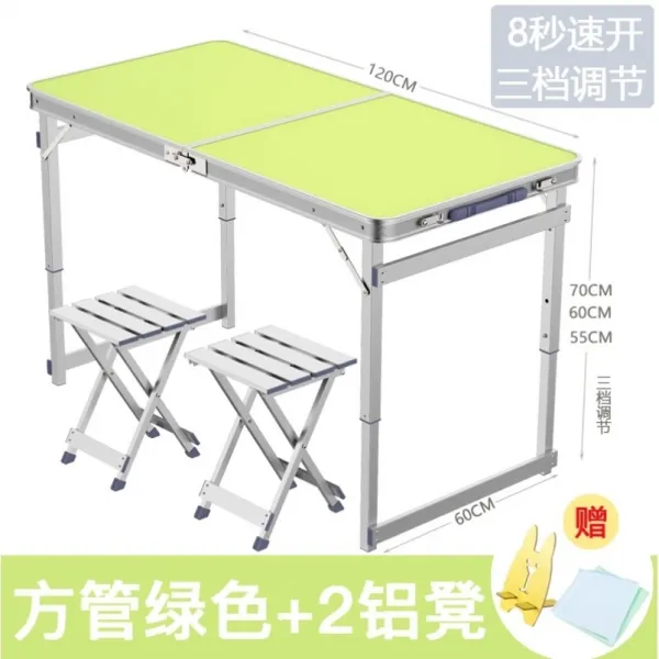 의자 이코노미룩 차할당함 위치 접이식 테이블 식탁 아웃도어 휴대 걸상을 선물 자가용여행 신축가능 알루미늄 합금, C47 디럭스 각파이프 그린 2개 알