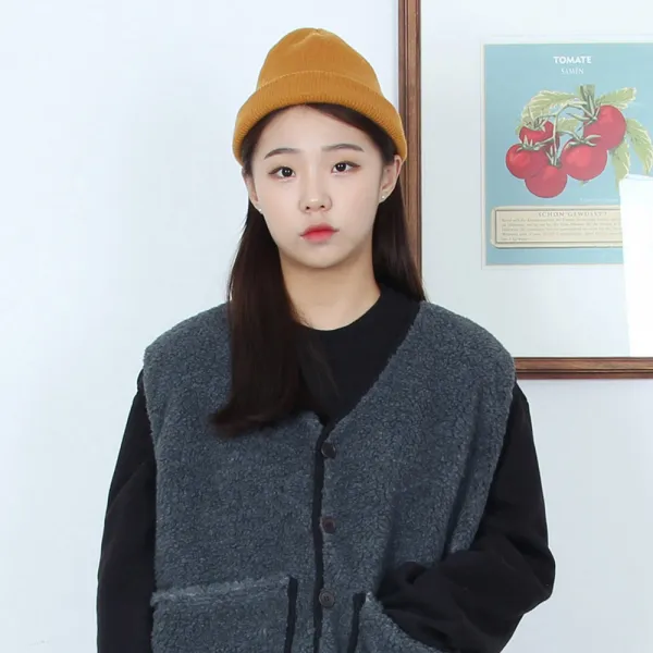 남녀공용 도톰한 무지 숏비니
