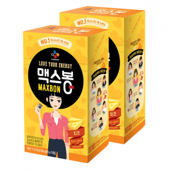 CJ 맥스봉 치즈 소시지 825g x 2 (55gx15개) 치즈 함유량 15% 이상