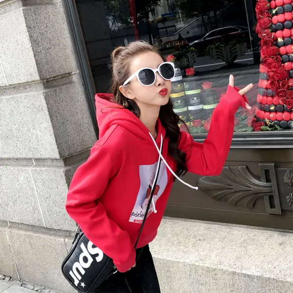 준다니엘 짧은 스웨터 여자 후드 가을 겨울 긴소매