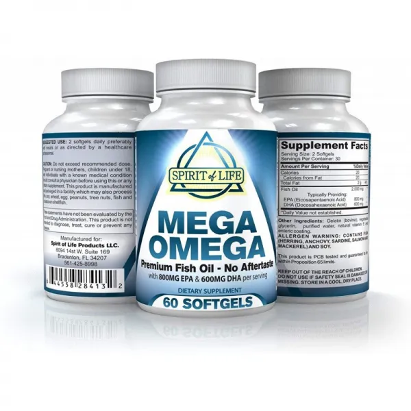 메가 오메가 프리미엄 어유 트림 없음 비린내 뒷맛 없음 800mg EPA 및 600mg DHA 장용 코팅. 분자 증, 1
