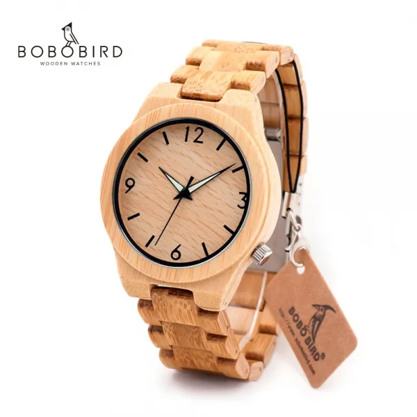 BOBO BURD Luminous Hand Natural All BAWD Wood Watch Top 브랜드 명품 남성들 일본 운동 재인식 L D27 감시탑 톱 시계 와 함께 보기