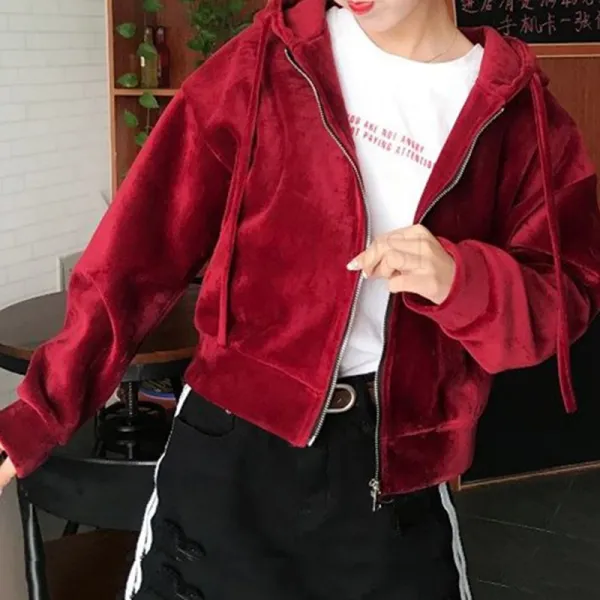 kirahosi 모던 여성 벨벳 자켓 플러시 점퍼 포근 슬림 12호+덧신증정 El0zt3a