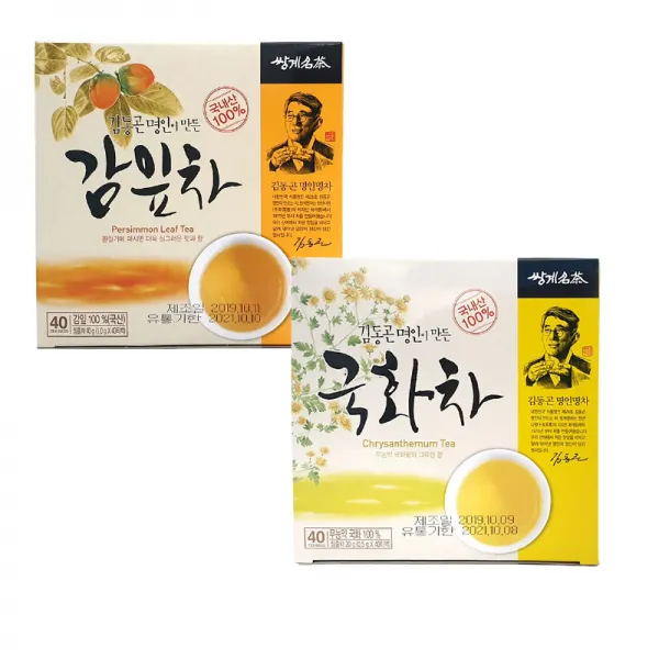 Tsm 쌍계 김동곤명인명차 국화차+감잎차 김동곤명차 국화차 40티백 +감잎차 40티백 