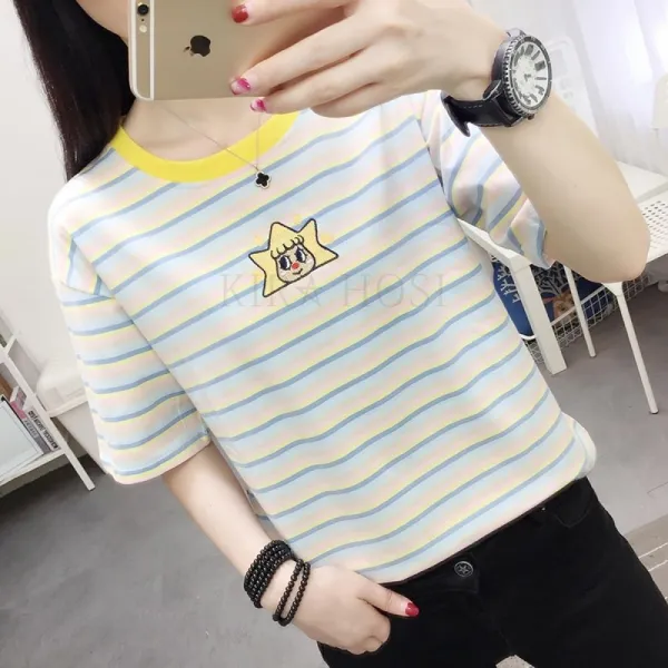 kirahosi 골드문 여성 반팔 티셔츠 블라우스 캐주얼 SAP 93 + 스마트스트랩 증정 BDcgsj7