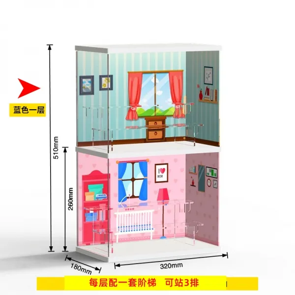 페브루어리 글로벌 전시대 MOLLY 의 하루 장면 맹목적으로 퍼프 맷 수납함 먼지 방지 궤, 미드 블루 용량 약 18 인