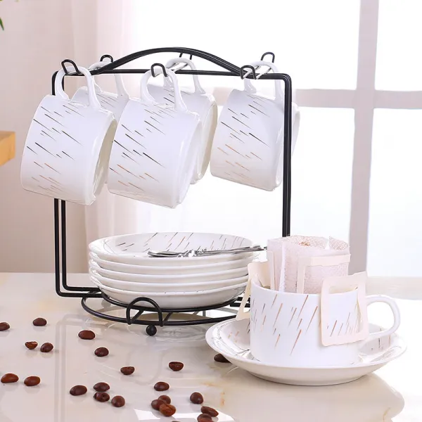 엔도르핀 유럽 도자컵 심플 커피잔 6종 가정용 스몰 럭셔리 스푼 별비6컵66국자 1컵