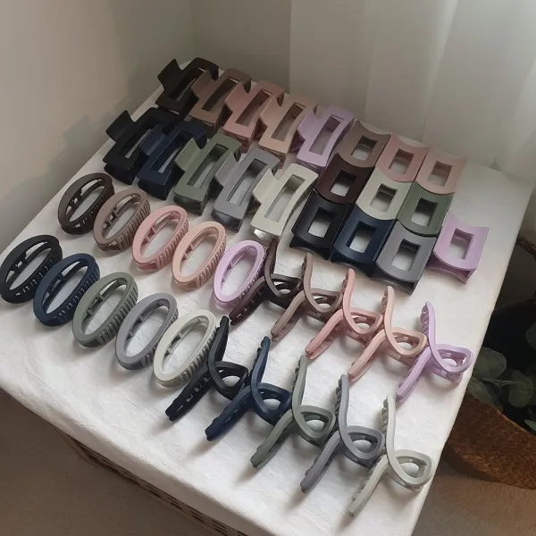 인마인드 무광 톤다운 10컬러 사각 타원 올림머리 반머리 반묶음 집게 헤어핀