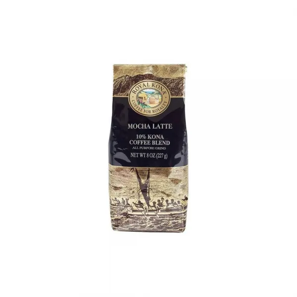 Royal Kona 왕족 MOCHA LATTE 10% 코나 커피 블렌드 모든 목적 그라인드 8 oz 팩 커피, 선택, 상세설명참조