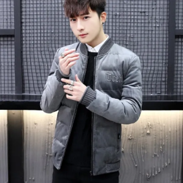 럭셔리 2020년 남성 겨울면 옷 한판 트렌드 리리 칼라 재킷은 학생용 두꺼운 야구복 노새 패션 그레